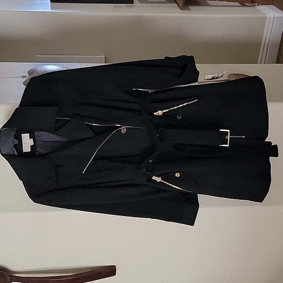 MICHAEL Michael Kors Jackets & Blazers - MICHAEL KORS Plus Size Coat Wool Blend w/Gold Hardware Black 1X NWT
